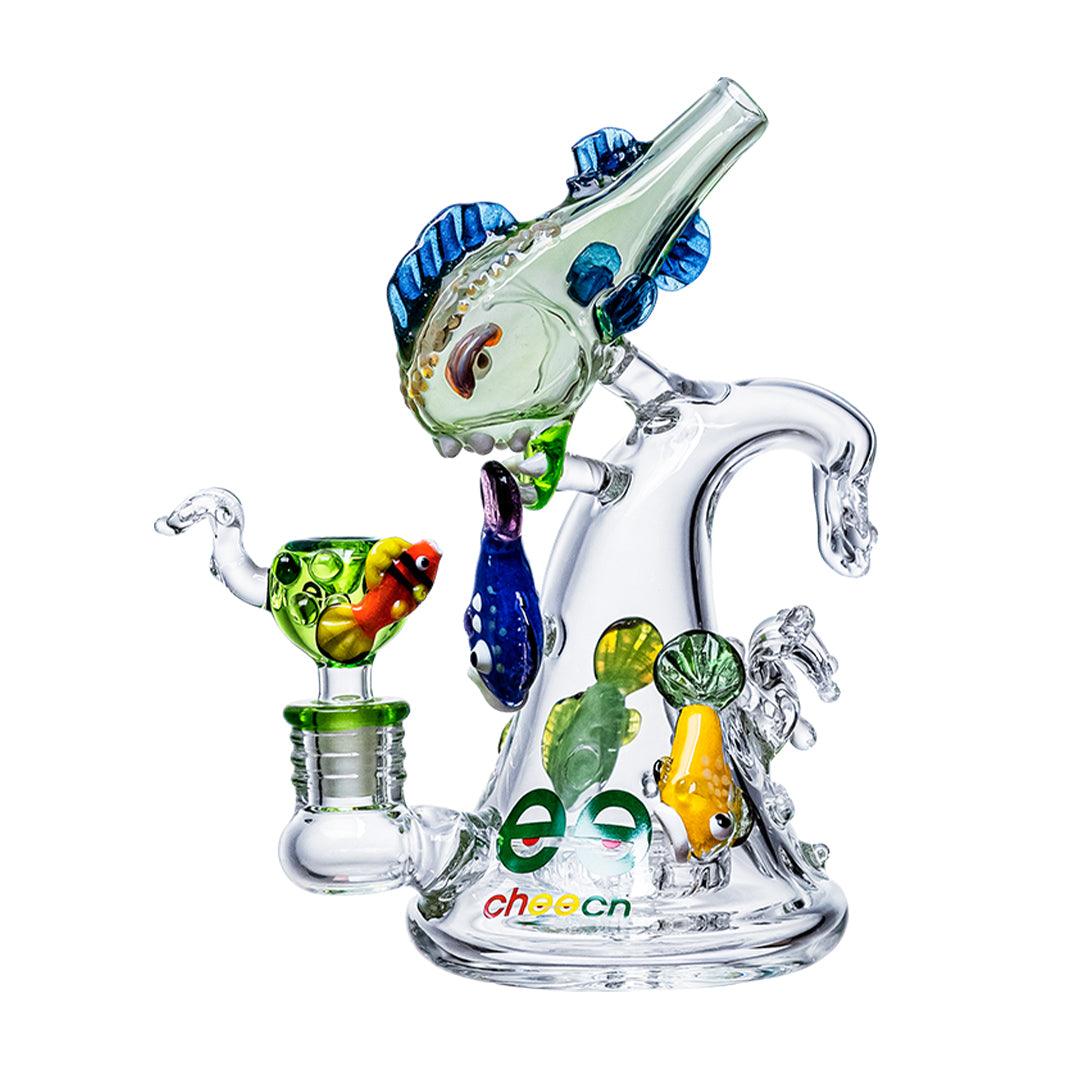 8.5" PIRANHA CATCHING WAVES BONG - Cloud Cat