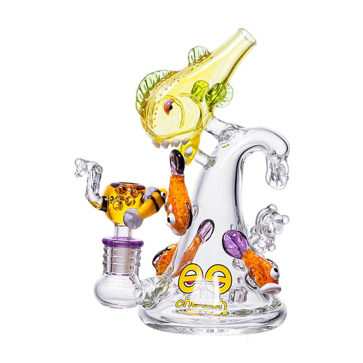 8.5" PIRANHA CATCHING WAVES BONG - Cloud Cat