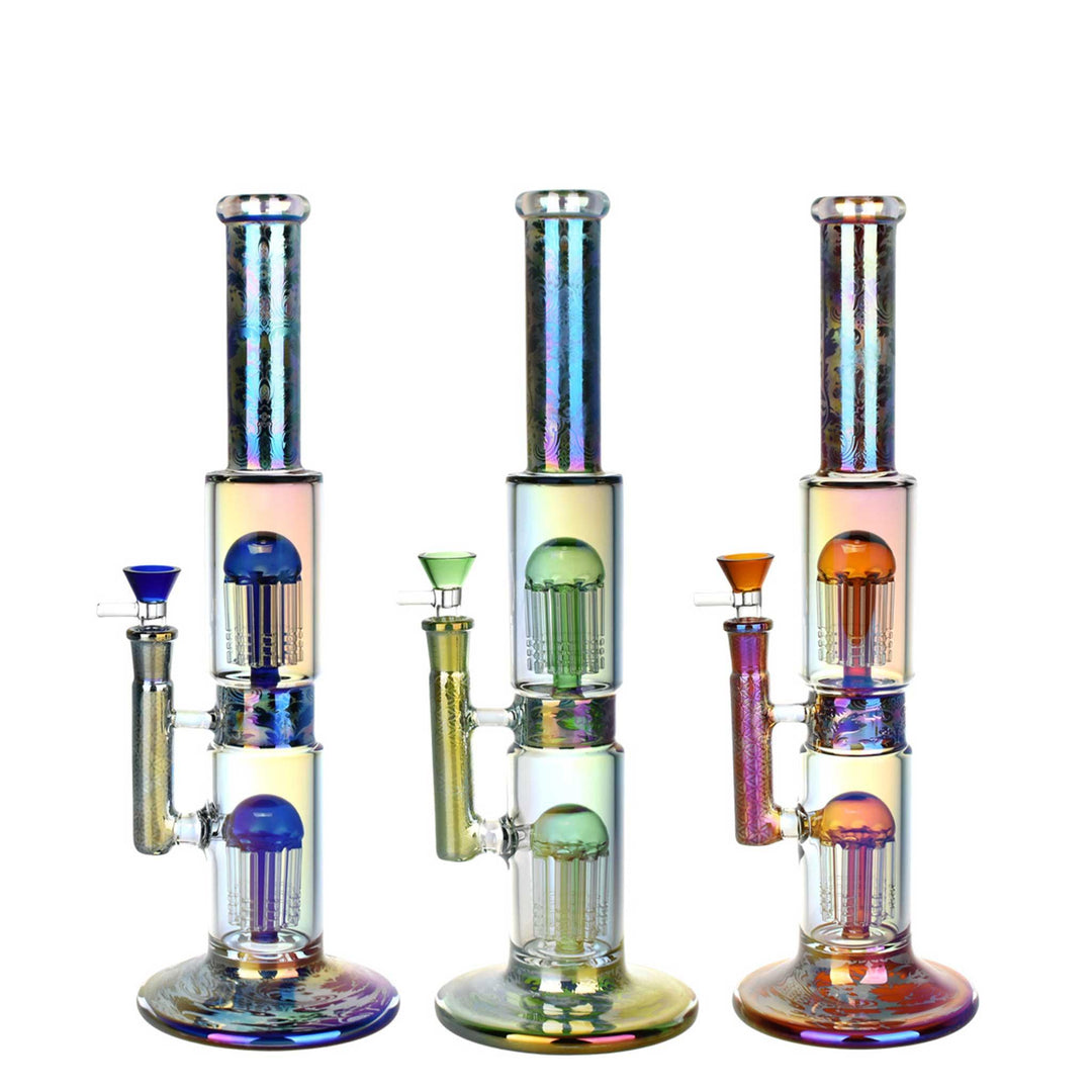 PULSAR ELECTRO-ETCHED DUAL JELLYFISH BONG - Cloud Cat