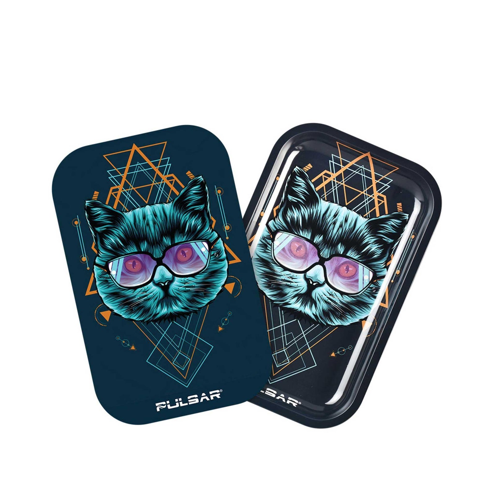 PULSAR SACRED CAT GEOMETRY ROLLING TRAY W/LID - Cloud Cat